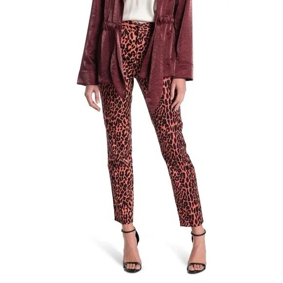 Scotch & Soda Red Leopard Print Chino Pants, Size 24, NWT - Picture 2 of 7